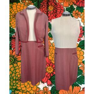 Vintage 70s Groovy Green Octagonal Zig Zag Stretch Knit Sheath Dress M/L